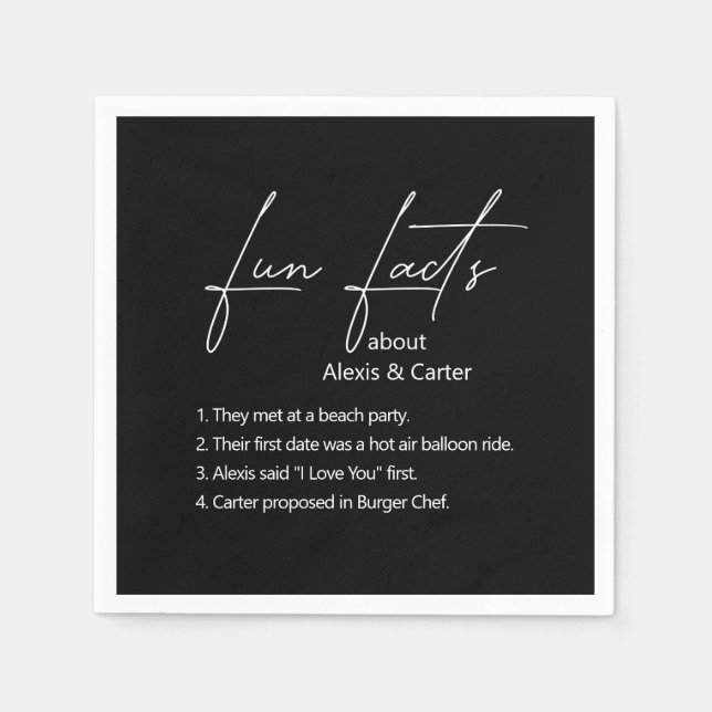Serviette En Papier Faits mariages amusants sur le noir (Devant)