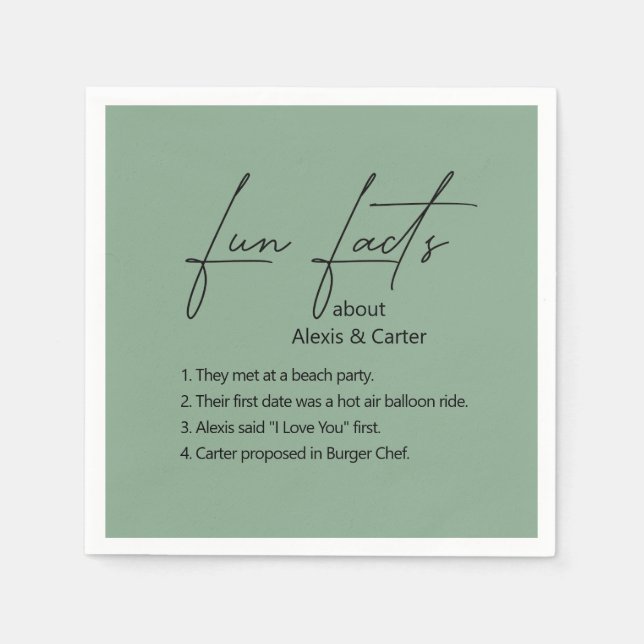 Serviette En Papier Faits mariages Fun Sur Sage Green (Devant)