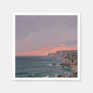 Serviette En Papier Falaises côtières dramatiques Coucher de soleil ro
