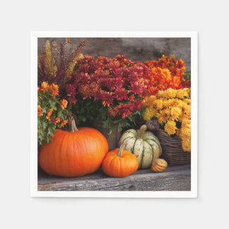 Serviette En Papier Fall Harvest Tablescape - Autumn Pumpkins Flowers