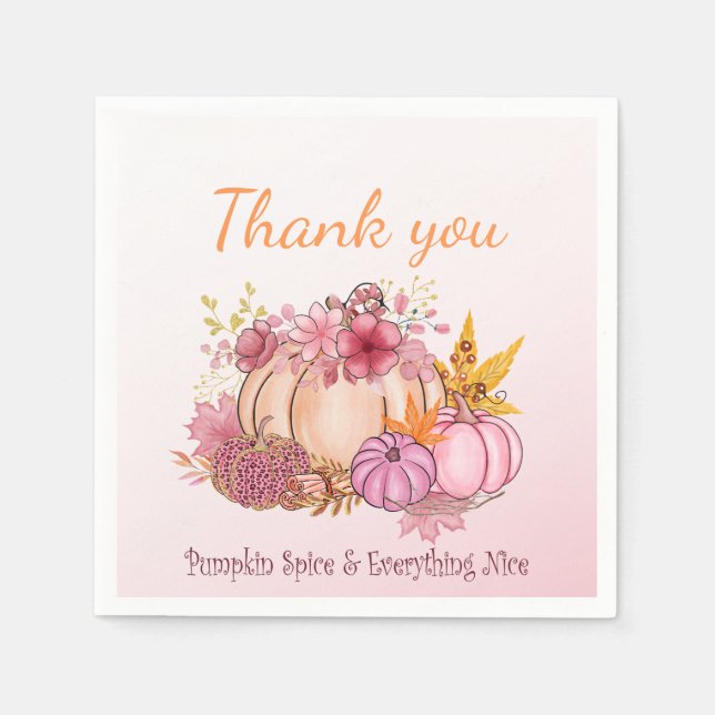 Serviette En Papier Fall Little Citrouille Spice Nice baby shower Part (Devant)
