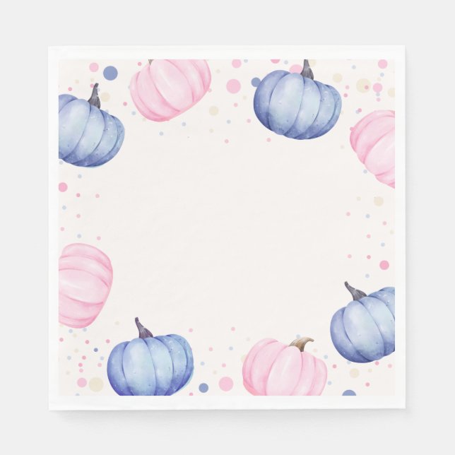 Serviette En Papier Fall Pumpkin Gender Reveal Napkins Pink Blue (Devant)