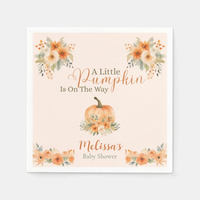Serviette En Papier Fall Rustic Orange Pumpkin Baby Shower  (Devant)