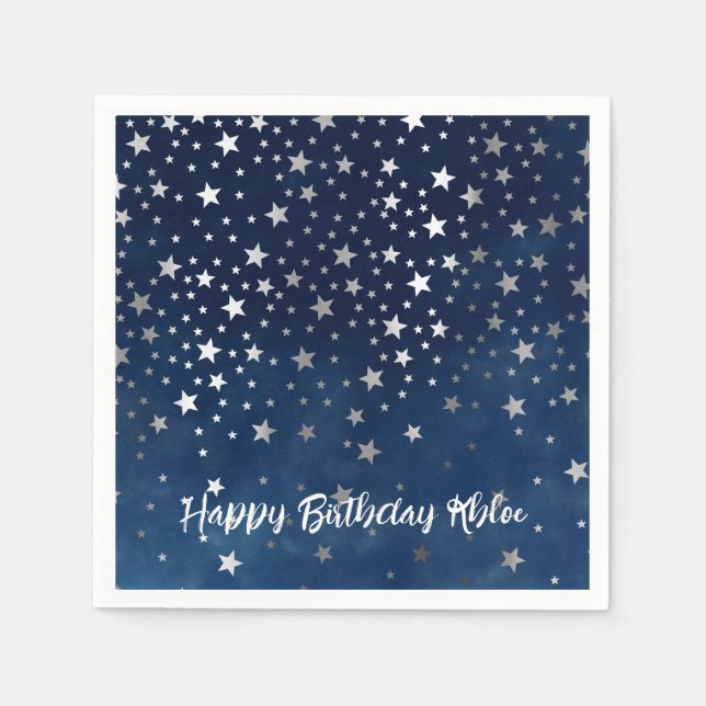 Serviette En Papier Falling Silver Stars Parti personnalisé (Devant)