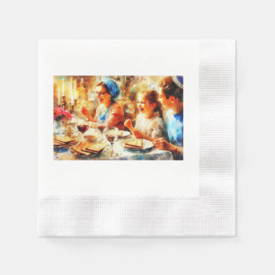 Serviette En Papier Famille célébrant Pâque,