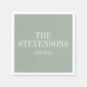 Serviette En Papier Famille Classique Design Nom Est Date Sage