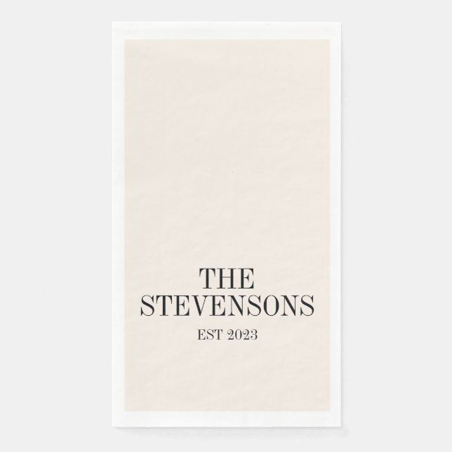 Serviette En Papier Famille Classique stylish Nom Est Date Ivory (Devant)