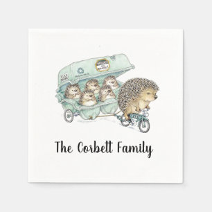 Serviette En Papier Famille de hérisson Whimsical personnalisable