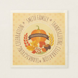 Serviette En Papier Famille. Fête de l'Action de grâce.Personnalis
