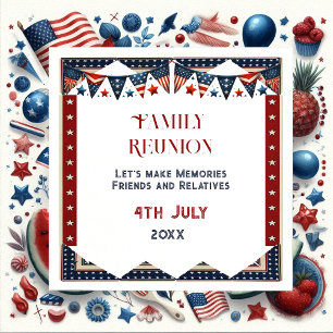 Serviette En Papier Famille Réunion American Flag Bund 4 Juillet Crew