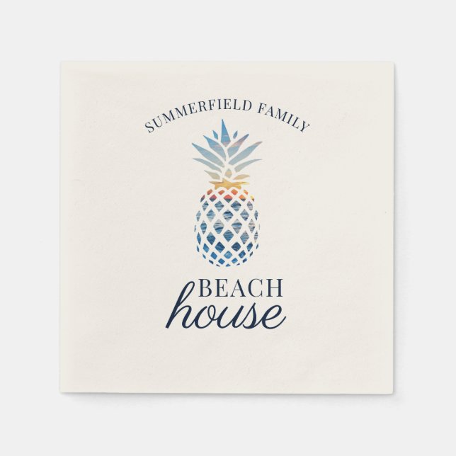 Serviette En Papier Famille Réunion Ananas Tropical Beach House (Devant)