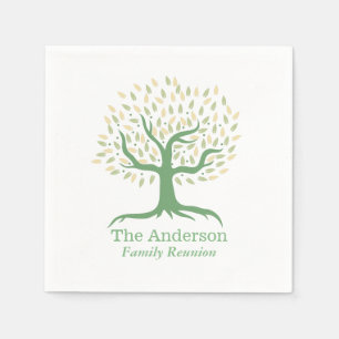 Serviette En Papier Famille Réunion Arbre Familial Vert Élégant