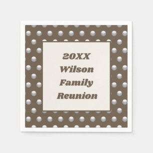Serviette En Papier Famille Réunion Argent Polka Motif Élégant