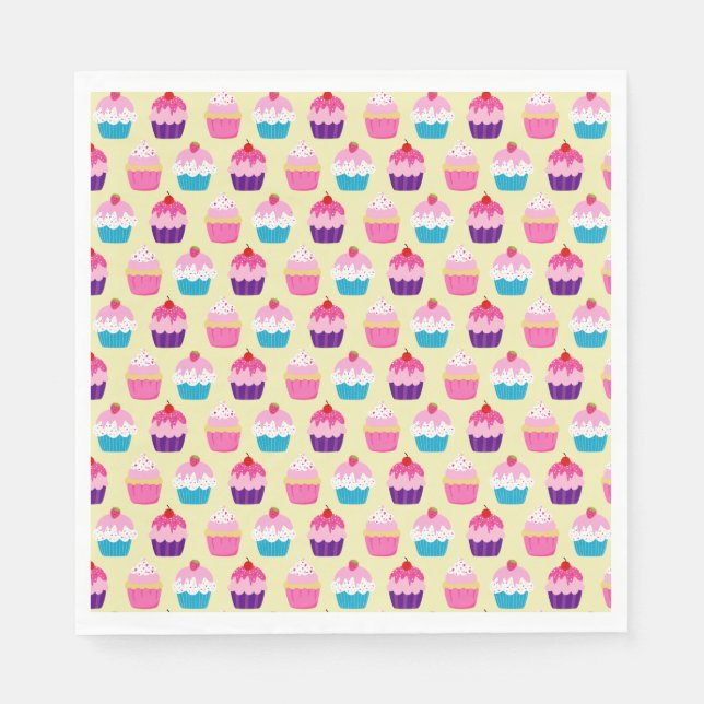 Serviette En Papier Fancy Cupcakes Anniversaire (Devant)