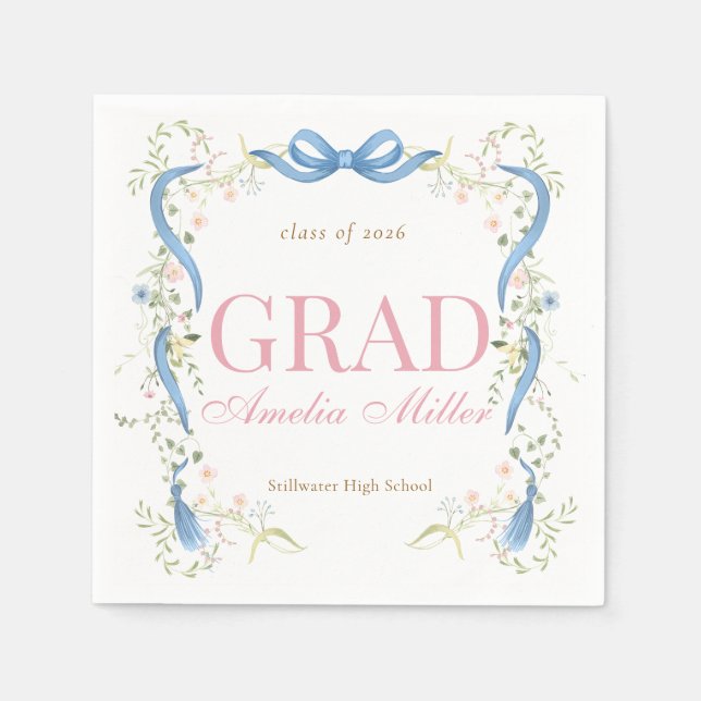 Serviette En Papier Fancy Florals Diplômé (Devant)