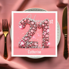 Serviette En Papier Fancy Sparkling Diamond-Encrusted 21e anniversaire