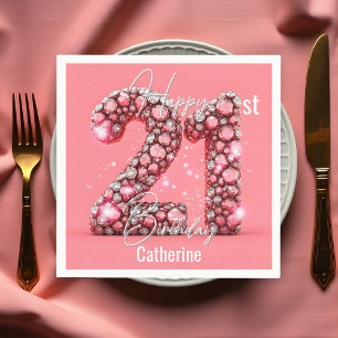 Serviette En Papier Fancy Sparkling Diamond-Encrusted 21e anniversaire