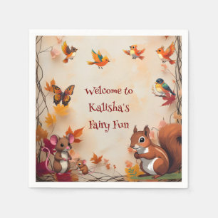 Serviette En Papier Fantaisie Enchantée Automne Forêt Animaux d'Automn