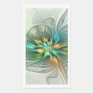 Serviette En Papier Fantaisie Moderne Abstraite Fleur Fractale Colorée