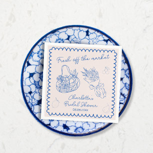 Serviette En Papier Fantasque Fiançailles Dessinées à la Main Mariage 