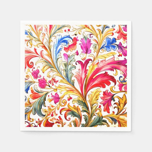 Serviette En Papier Fantastique design florentin Feuilles (Devant)