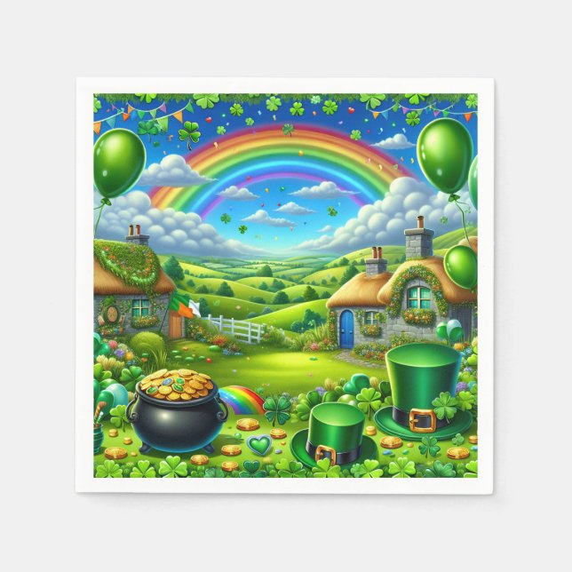 Serviette En Papier Fantastique St Patick's Day Landscape Party (Devant)