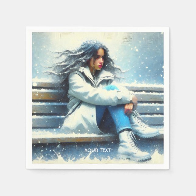 Serviette En Papier Fantasy Cute White Coat Winter (Devant)