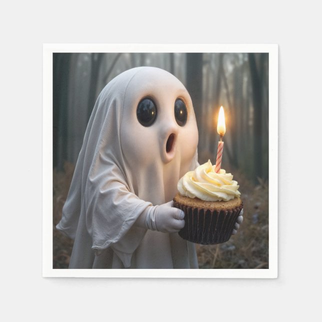 Serviette En Papier Fantôme avec un gâteau d'anniversaire (Devant)