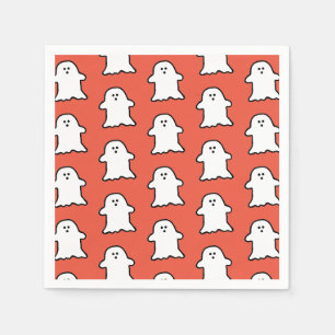Serviette En Papier Fantôme classique orange et blanc d'Halloween