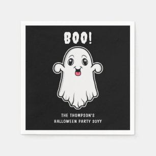 Serviette En Papier Fantôme de Halloween Boo Texte personnalisé Noir e