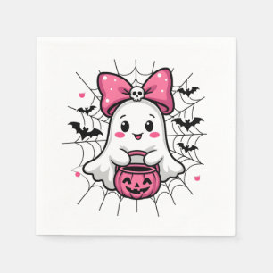 Serviette En Papier Fantôme éffrayant avec Pink Bow Sensibilisation au