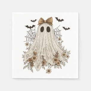 Serviette En Papier Fantôme en dentelle élégant avec nœud Fantôme fl