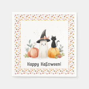 Serviette En Papier Fantôme Fantaisiste et Chat Noir Halloween