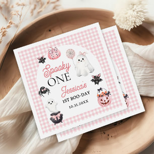 Serviette En Papier Fantôme rose éffrayant Halloween 1er anniversaire