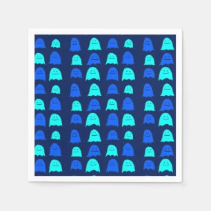 Serviette En Papier Fantômes d'Halloween bleu vif