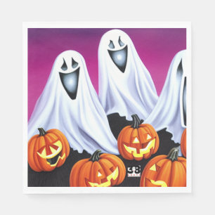 Serviette En Papier Fantômes et Citrouilles d'Halloween