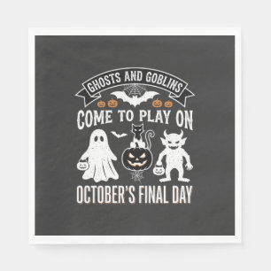 Serviette En Papier Fantômes et Gobelins Halloween Octobre Dernier Jou