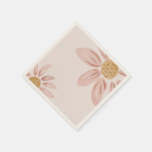Serviette En Papier Far Daisy Anniversaire rose et jaune