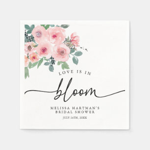 Serviette En Papier Fard Rose Floral L'amour Est En Fleur Mariage