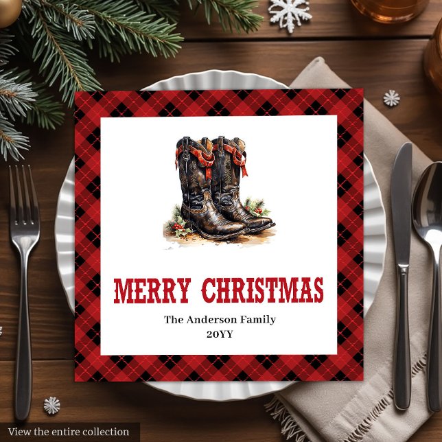 Serviette En Papier Farmhouse Western Red Black Holiday Napkins (Farmhouse Western Red Black Holiday Napkins)