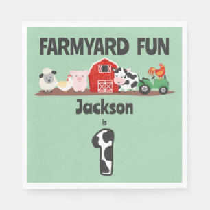Serviette En Papier Farmyard Amusement 1er anniversaire ferme Animal E