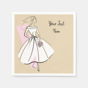 Serviette En Papier Fashion Bride Neutral Texte serviettes