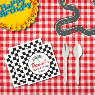 Serviette En Papier Fast ONE Drapeaux de voiture de course noirs et