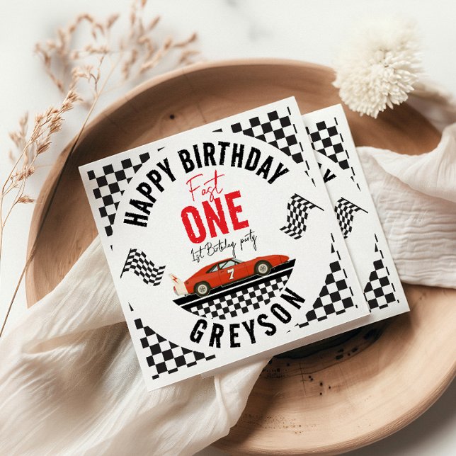 Serviette En Papier Fast one Race Car Boy 1ère fête d'anniversaire (Créateur téléchargé)