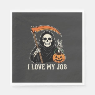 Serviette En Papier Faucheur J'aime Mon Travail Design Halloween