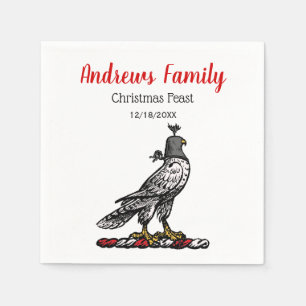 Serviette En Papier Faucon de chasse héraldique portant le casque C