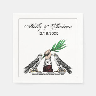 Serviette En Papier Faucons Héraldiques Vintage avec Emblème de Crête