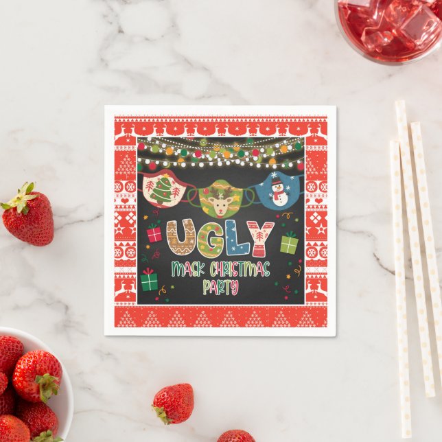 Serviette En Papier Fausse fête de Noël Masque Napkin (En situation)