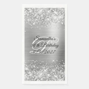Serviette En Papier Faux argent paillettes et feuille d'aluminium 80e
