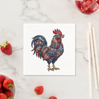 Serviette En Papier Faux Coq Patriotique Brodé
